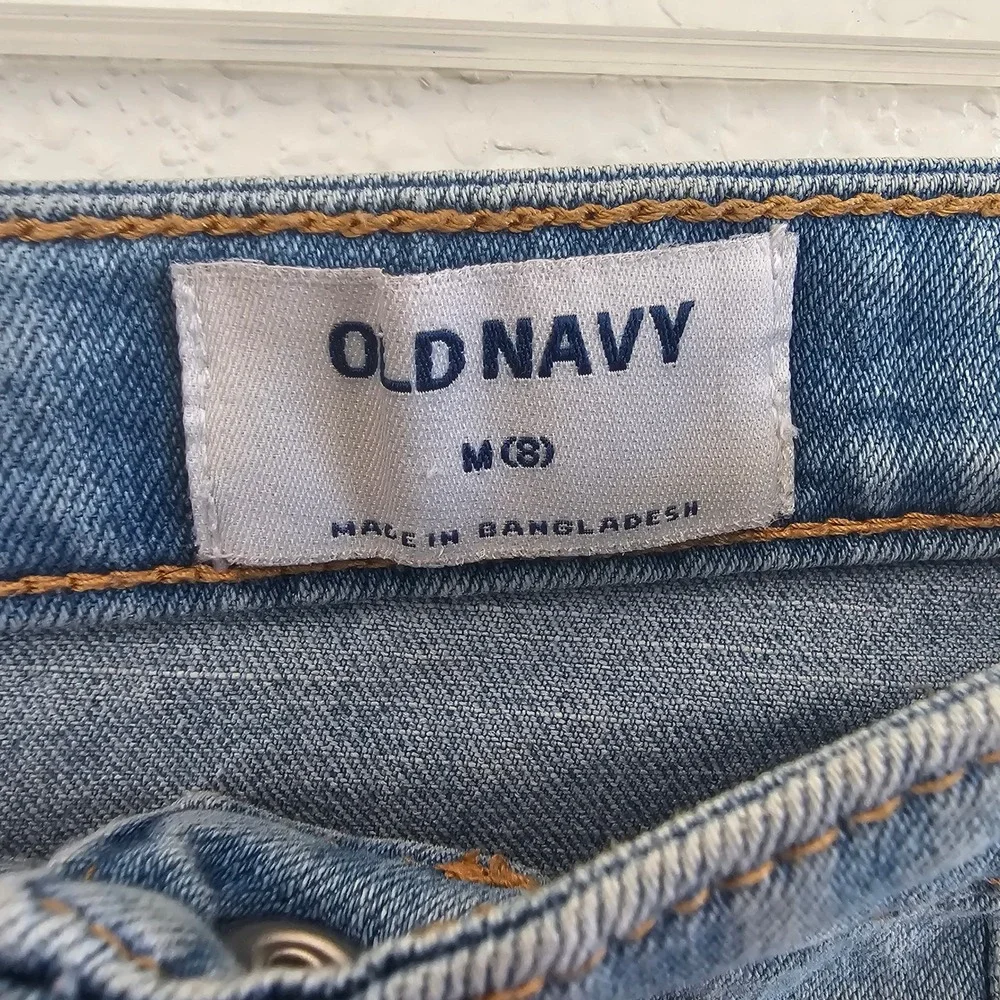 Old Navy Girls Denim Mini Skirt Light Wash Button Front‎ Patch Pockets Size M 8
